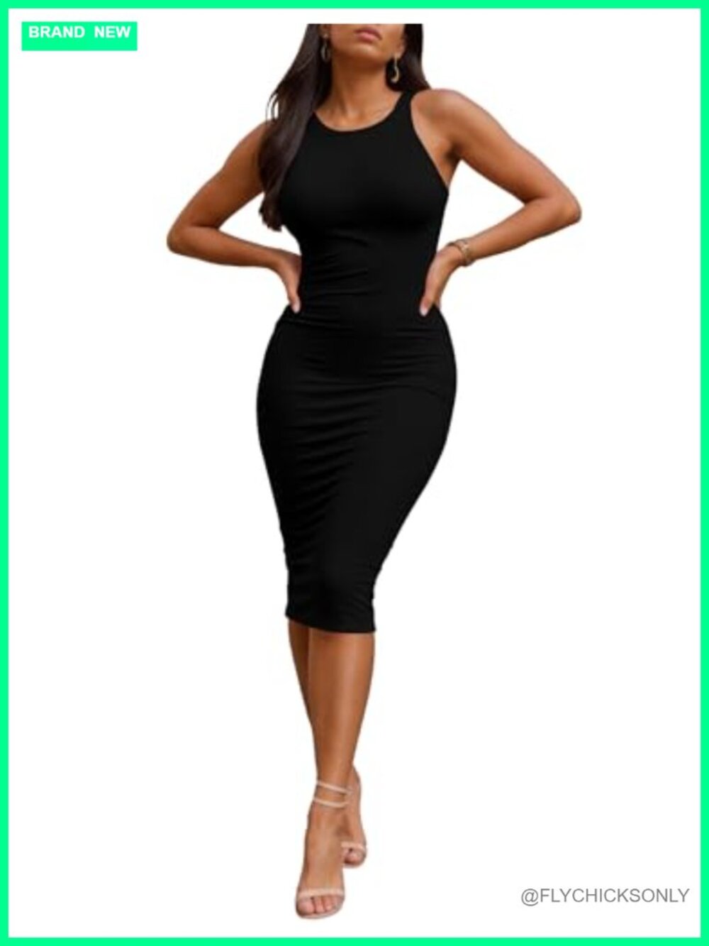 Bodycon Midi Dress Sleeveless Tank Racerback Clubwear